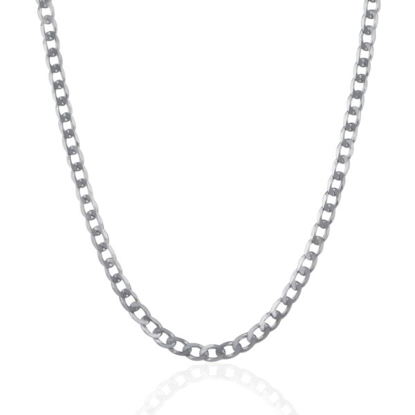 Rhodium Plated 4.7mm Sterling Silver Curb Style Chain - Image 2