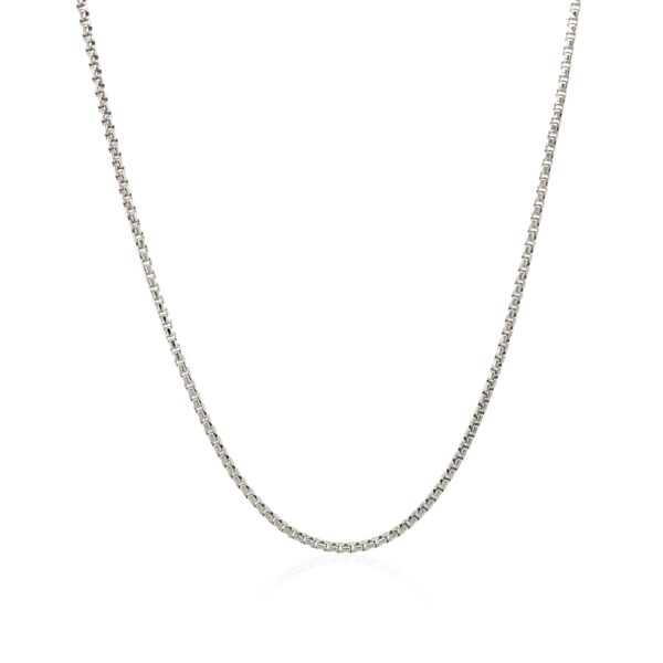 14k White Gold Round Box Chain 1.35 mm - Image 2