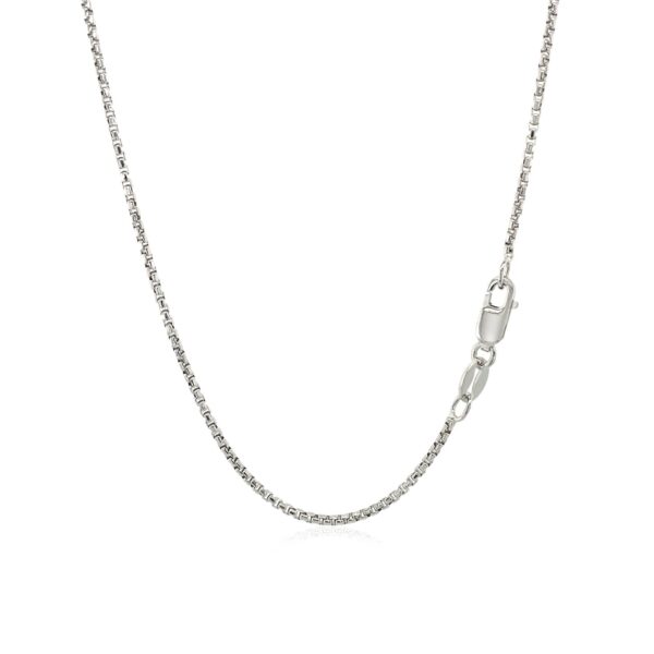 14k White Gold Round Box Chain 1.35 mm - Image 3