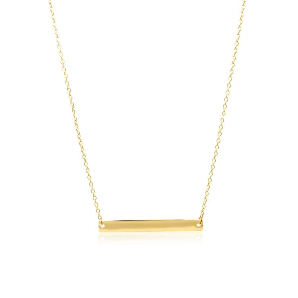 14k Yellow Gold Smooth Flat Horizontal Bar Style Necklace - Image 2