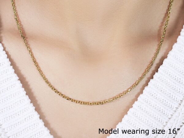 2.6mm 18k Yellow Gold Diamond Cut Cable Link Chain - Image 5