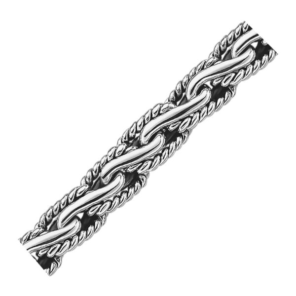 Oxidized Sterling Silver Men's Chain Bracelet in a Cable Motif - Image 2