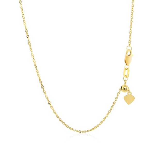 14k Yellow Gold Singapore Style Adjustable Chain (1.1 mm) - Image 3