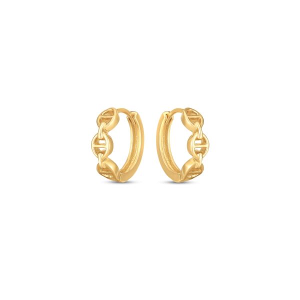 14k Yellow Gold Oval Mariner Huggies - Image 2