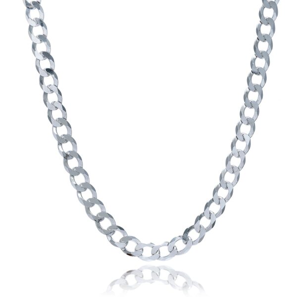 Rhodium Plated 7.9mm Sterling Silver Curb Style Chain - Image 2