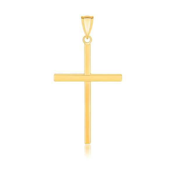 14k Yellow Gold Polished Flat Cross Pendant