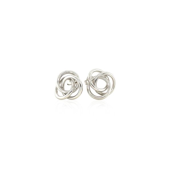 Polished Open Love Knot Earrings in Sterling Silver - Image 2