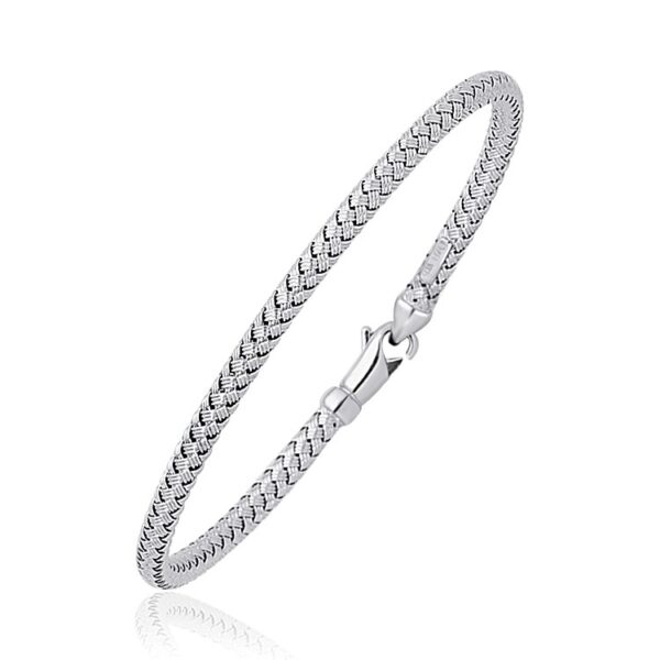 Fancy Weave Bangle in 14k White Gold (3.0mm)