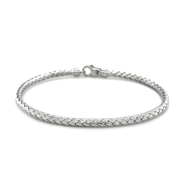 Fancy Weave Bangle in 14k White Gold (3.0mm) - Image 3