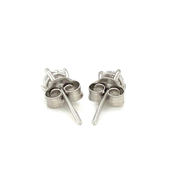 Sterling Silver 4mm Faceted White Cubic Zirconia Stud Earrings - Image 3