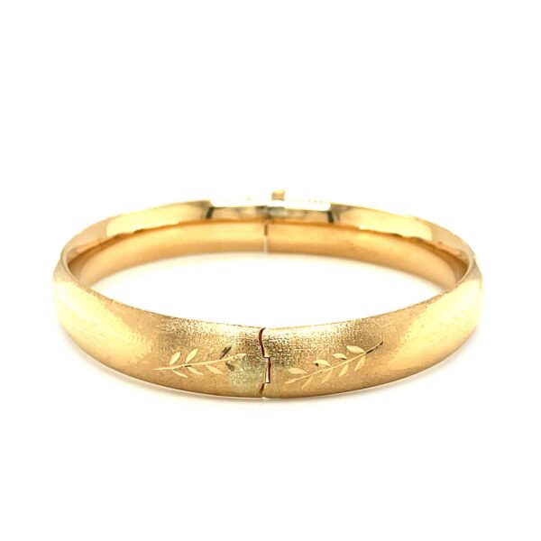 Classic Floral Carved Bangle in 14k Yellow Gold (10.0mm) - Image 2