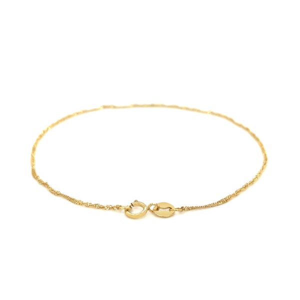 14k Yellow Gold Singapore Bracelet 1.0mm - Image 3