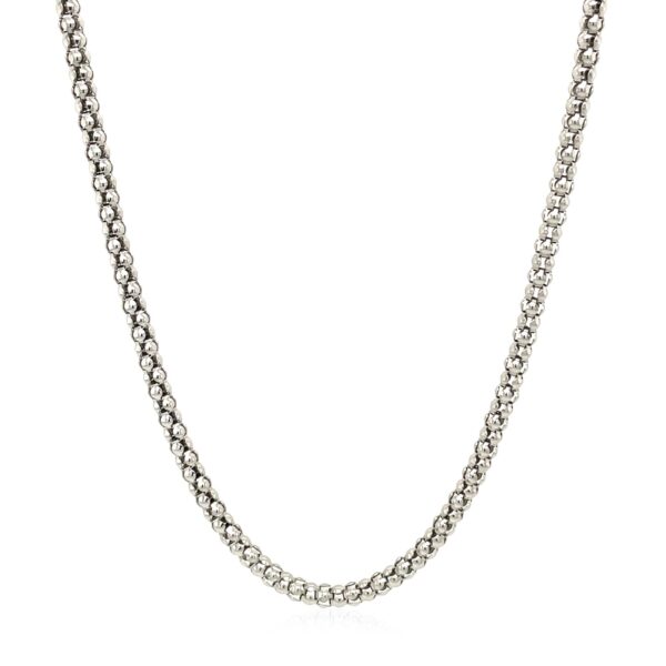 Rhodium Plated 2.5mm Sterling Silver Popcorn Style Chain - Image 2