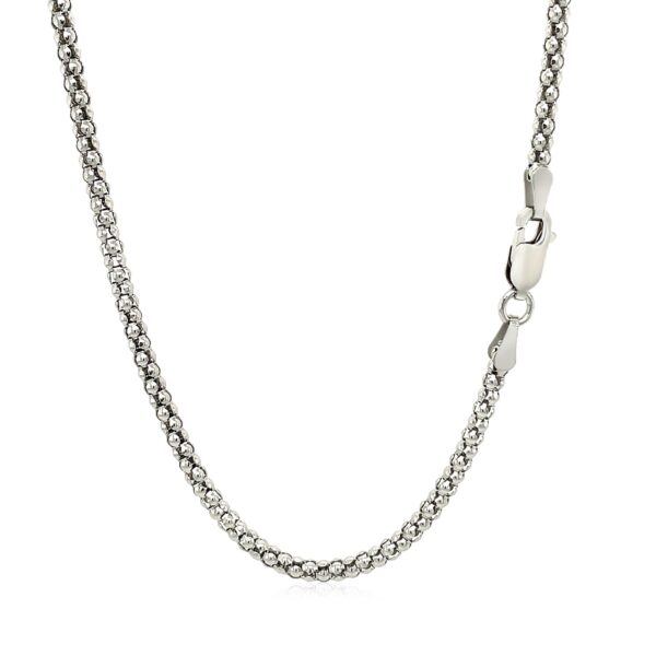 Rhodium Plated 2.5mm Sterling Silver Popcorn Style Chain - Image 3