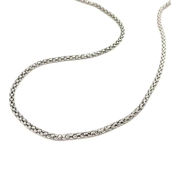 Rhodium Plated 2.5mm Sterling Silver Popcorn Style Chain - Image 4