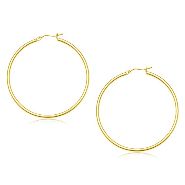 14k Yellow Gold Polished Hoop Earrings (45 mm)