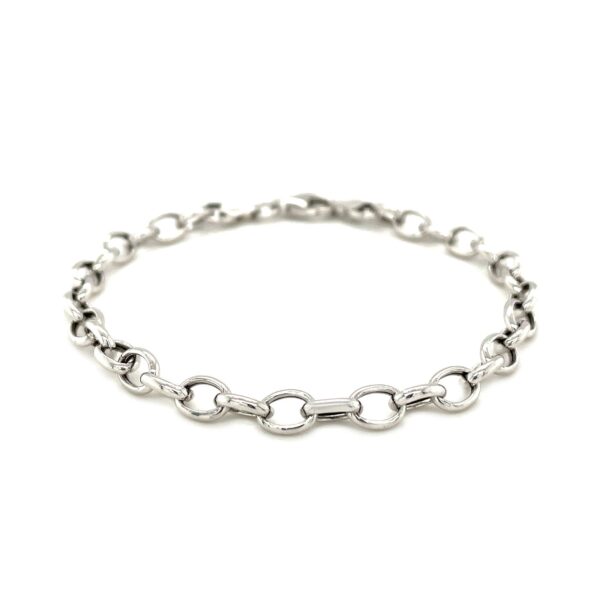 Sterling Silver Polished Charm Bracelet with Rhodium Plating - Image 3