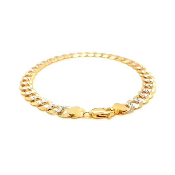 7.0mm 14k Two Tone Gold Pave Curb Bracelet - Image 3