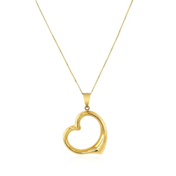 14k Yellow Gold Floating Heart Drop Pendant - Image 2