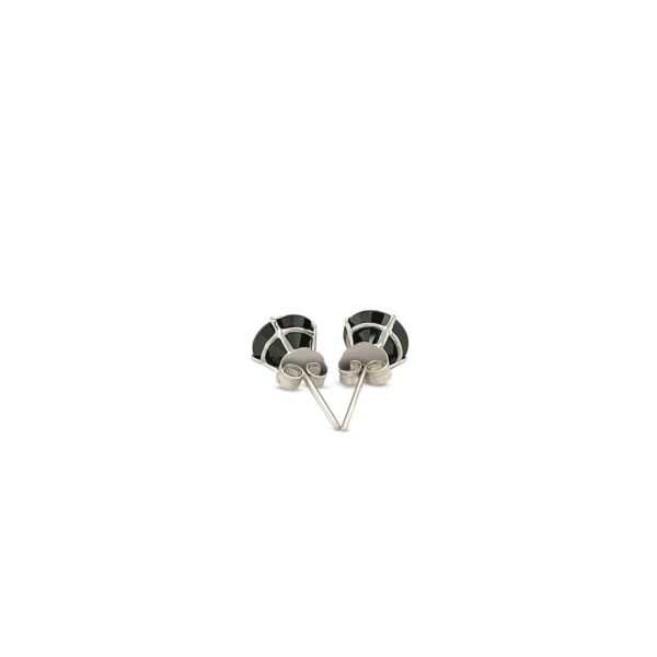 14k White Gold Stud Earrings with Black 6mm Faceted Cubic Zirconia - Image 3