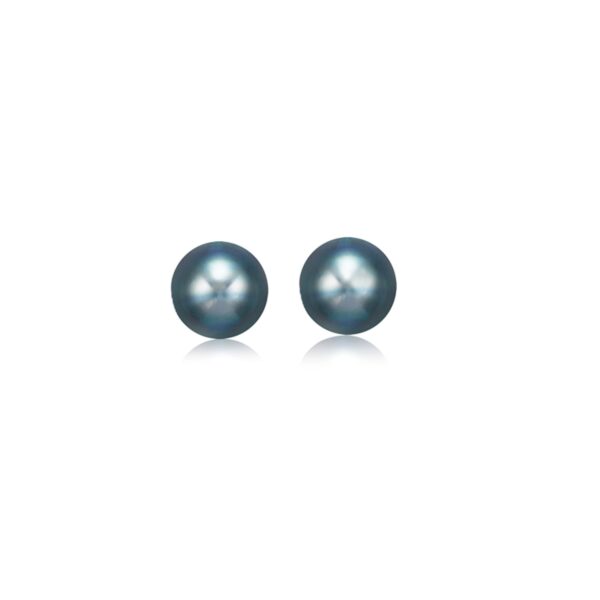 14k Yellow Gold Cultured Black Pearl Stud Earrings (6.0 mm)