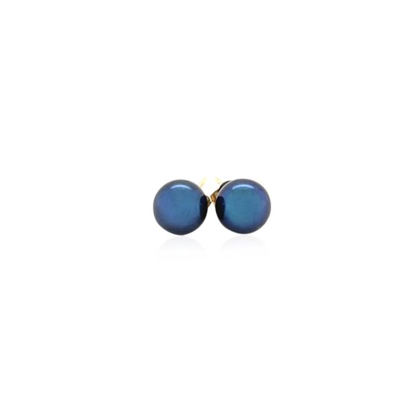 14k Yellow Gold Cultured Black Pearl Stud Earrings (6.0 mm) - Image 2