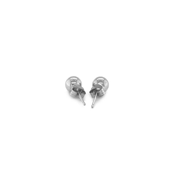 14k White Gold Classic Round Stud Earrings (5.0 mm) - Image 3