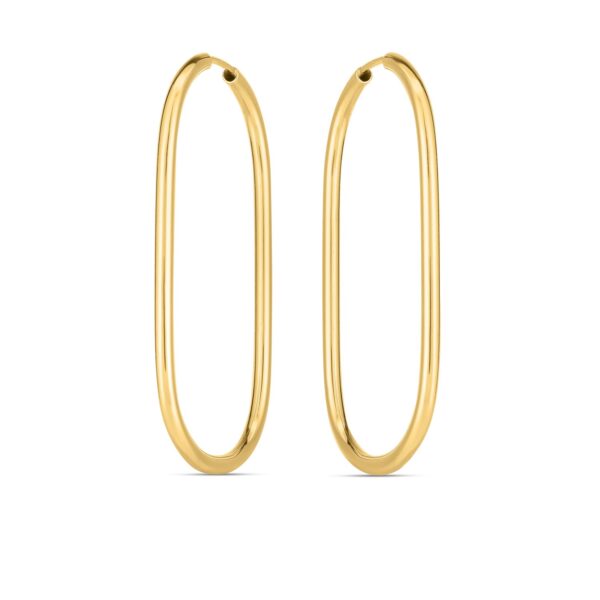 14k Yellow Gold Endless Large Paperclip Hoop Earrings - Image 2