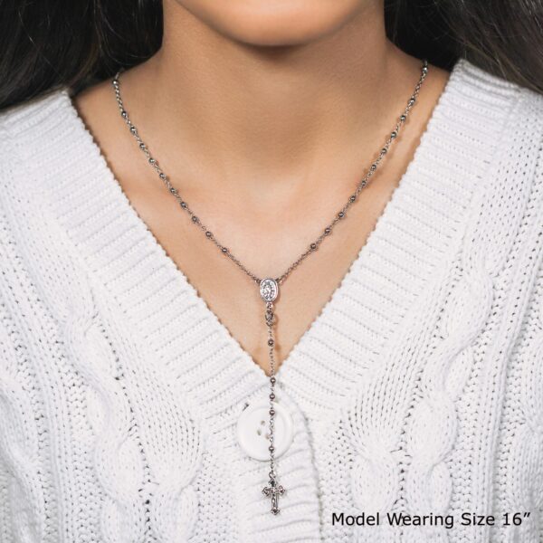 Fine Rosary Chain and Bead Necklace in Sterling Silver - Image 5