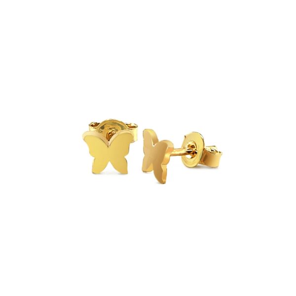 14k Yellow Gold Polished Butterfly Earrings - Image 2