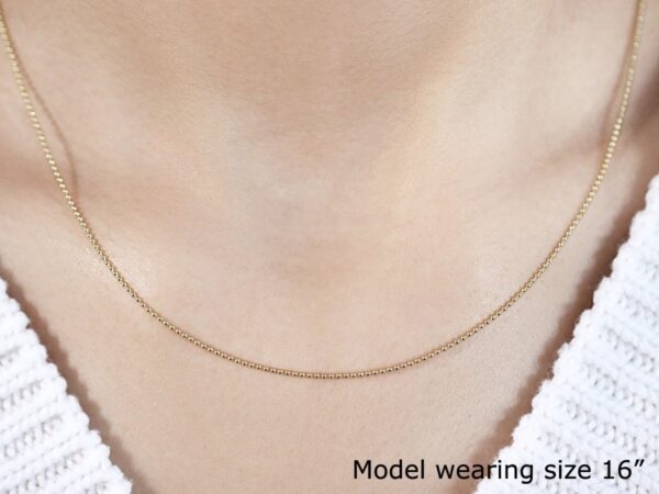 14k Yellow Gold Bead Chain 1.0mm - Image 4