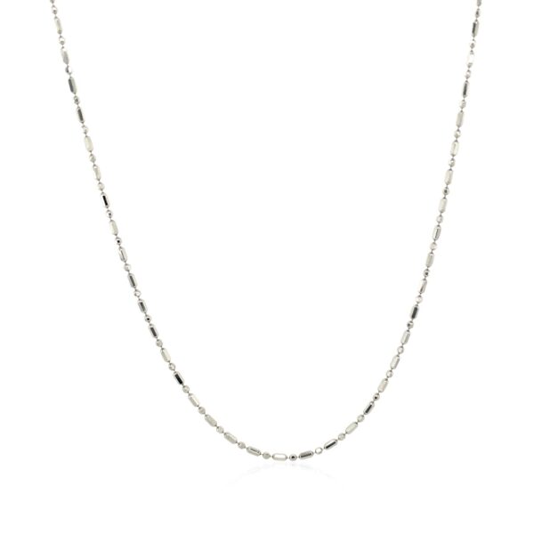 14k White Gold Diamond-Cut Bead Chain 1.0mm - Image 2