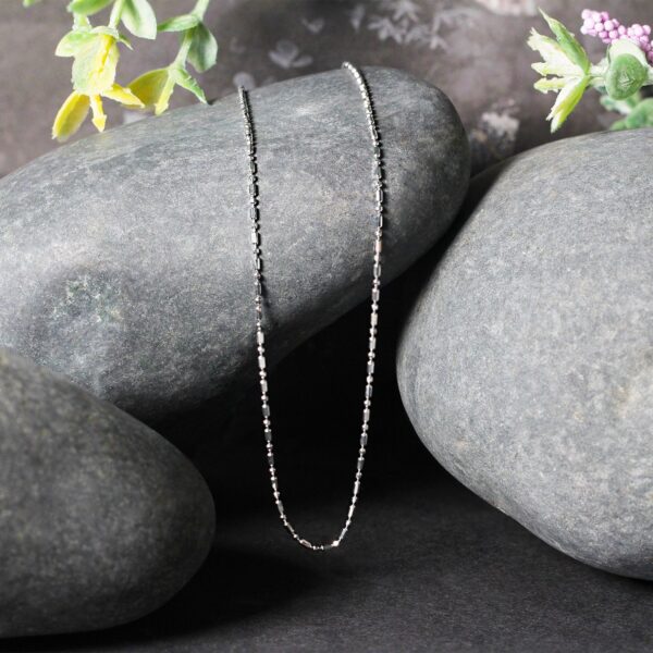 14k White Gold Diamond-Cut Bead Chain 1.0mm - Image 4