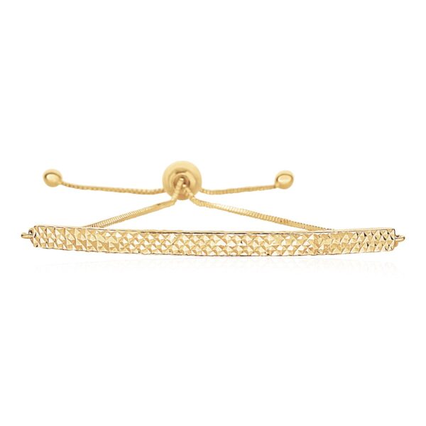 14k Yellow Gold Chain Bar Lariat Style Bracelet - Image 2