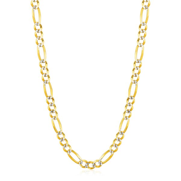 6.0mm 14K Yellow Gold Solid Pave Figaro Chain