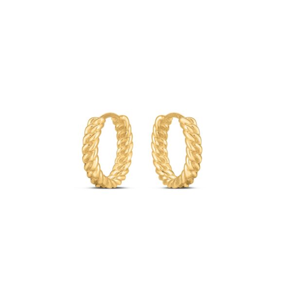 14k Yellow Gold Braided Huggie Hoops - Image 2