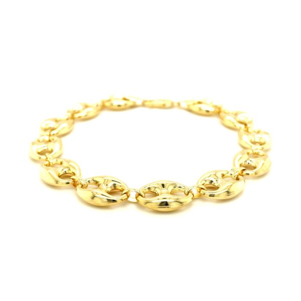 11.0mm 14k Yellow Gold Puffed Mariner Link Bracelet - Image 2