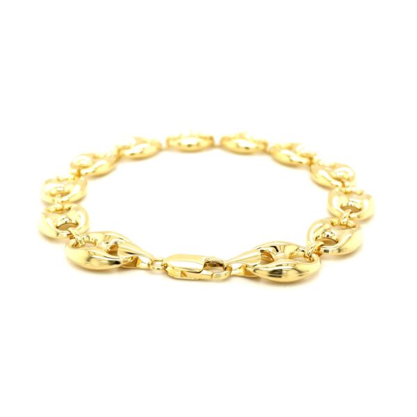 11.0mm 14k Yellow Gold Puffed Mariner Link Bracelet - Image 3