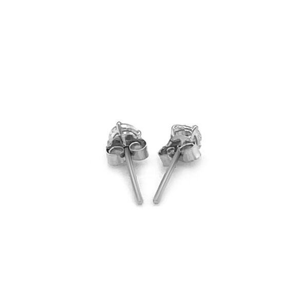 14k White Gold 3mm Faceted White Cubic Zirconia Stud Earrings - Image 3