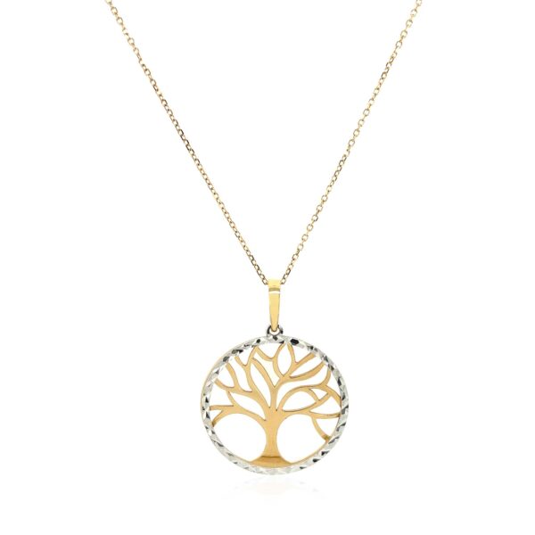 Two Layer Tree Pendant in 14k Two Tone Gold - Image 2