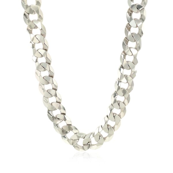 Rhodium Plated 9.5mm Sterling Silver Curb Style Chain - Image 2