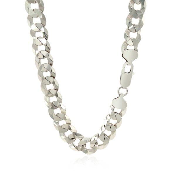 Rhodium Plated 9.5mm Sterling Silver Curb Style Chain - Image 3