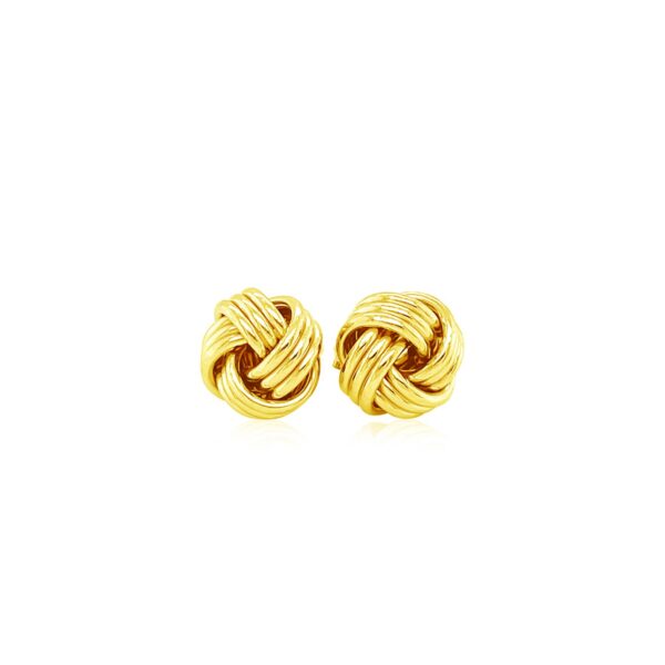 Love Knot Post Earrings in 14k Yellow Gold - Image 2