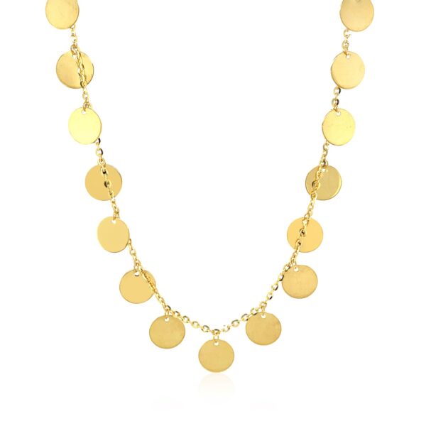 Choker Necklace with Polished Discs in 14k Yellow Gold - Image 2