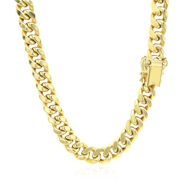 7.5mm 14k Yellow Gold Semi Solid Miami Cuban Chain - Image 3