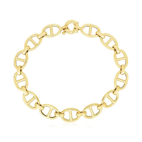 14k Yellow Gold High Polish Mariner Link Bracelet (8.8mm)