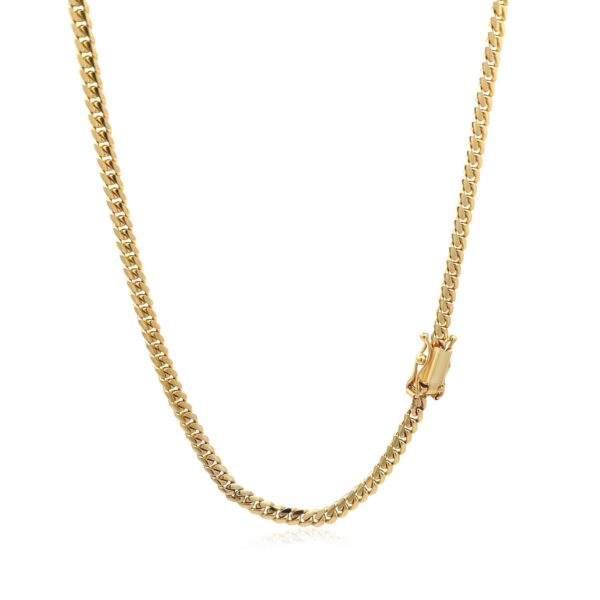 3.2mm 14k Yellow Gold Classic Solid Miami Cuban Chain - Image 3