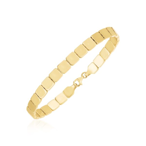 14k Yellow Gold High Polish Square Link Bracelet - Image 2