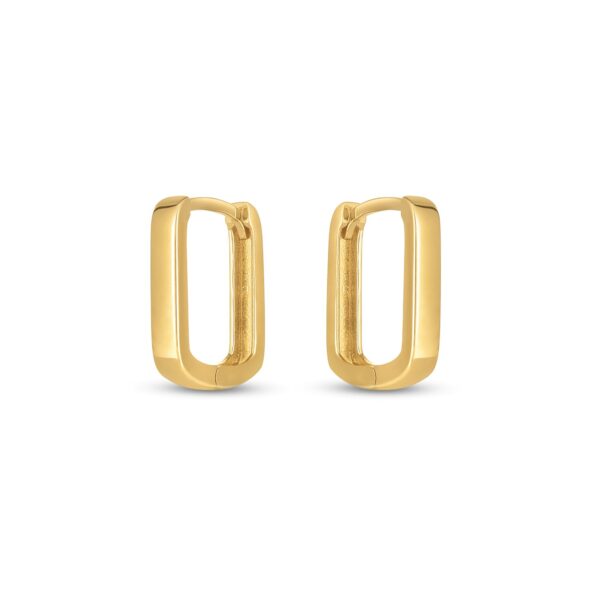 14k Yellow Gold Small Square Huggie Hoops - Image 2