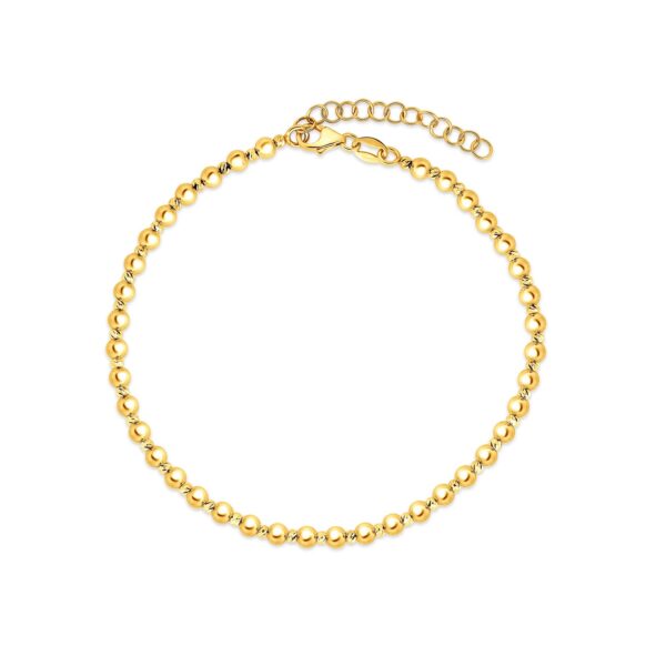 14k Yellow Gold Spaced Bead Bracelet (3mm) - Image 2